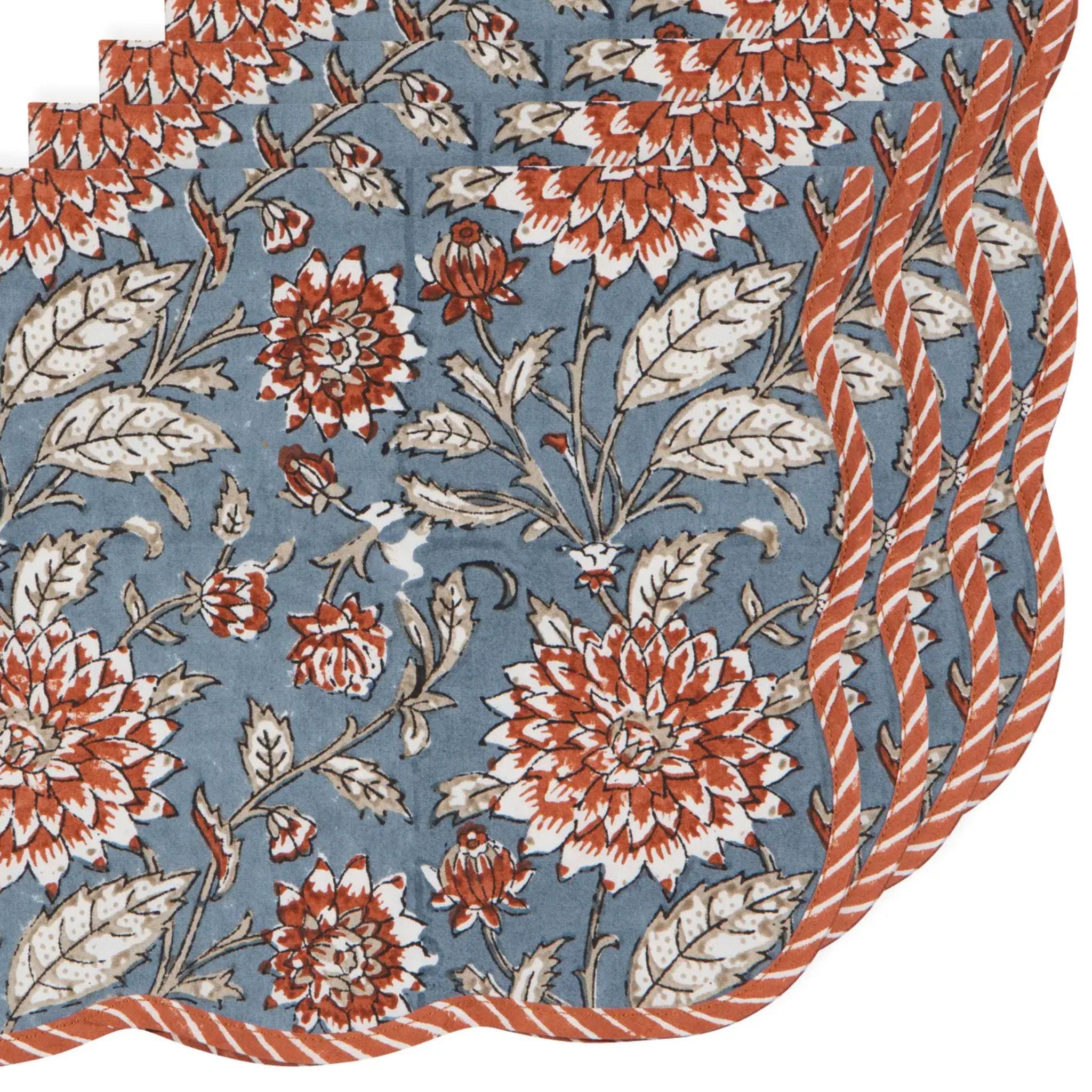 Danica Heirloom Dahlia Block Print Napkins, Set of 4