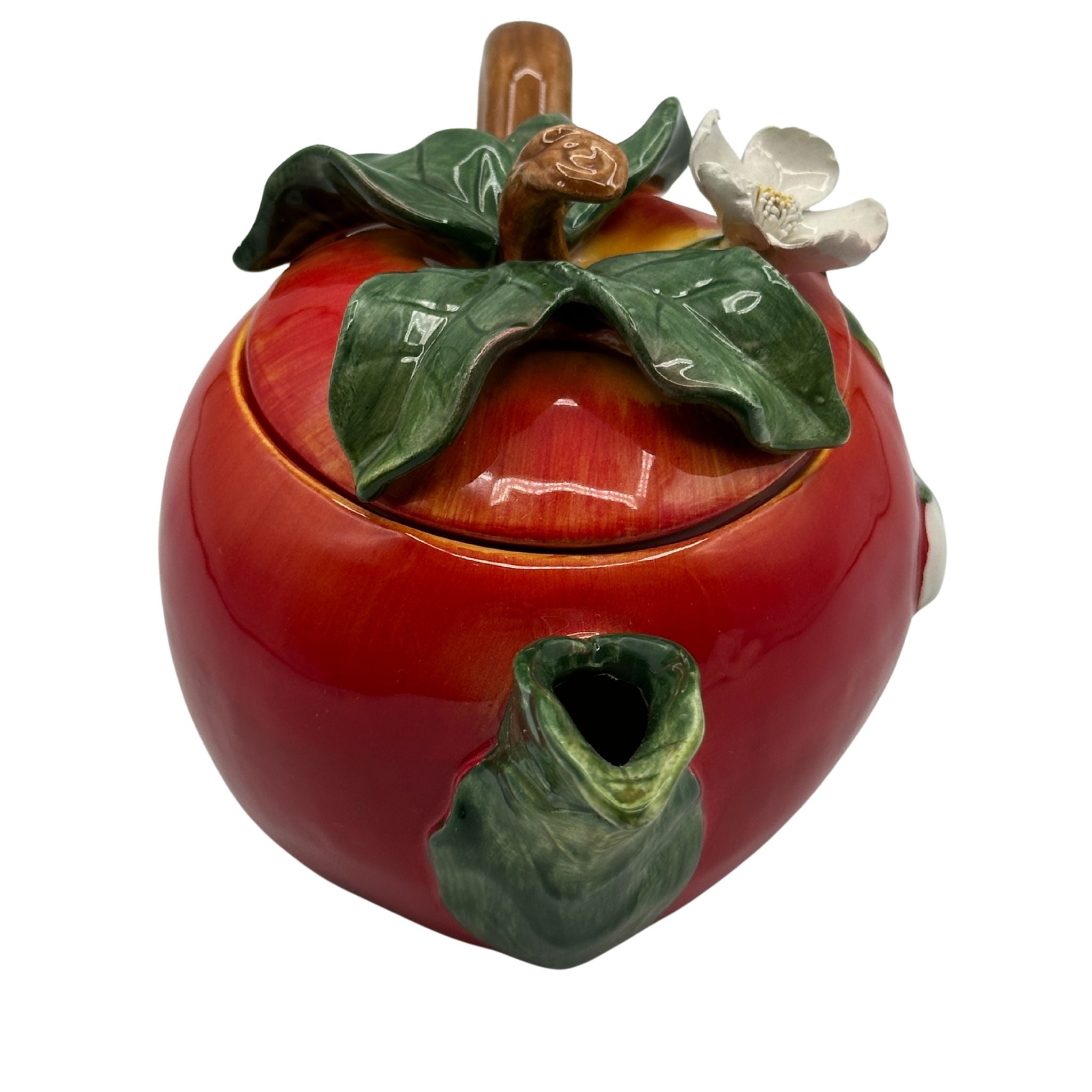 Vintage Inspired Ceramic Red Apple Teapot