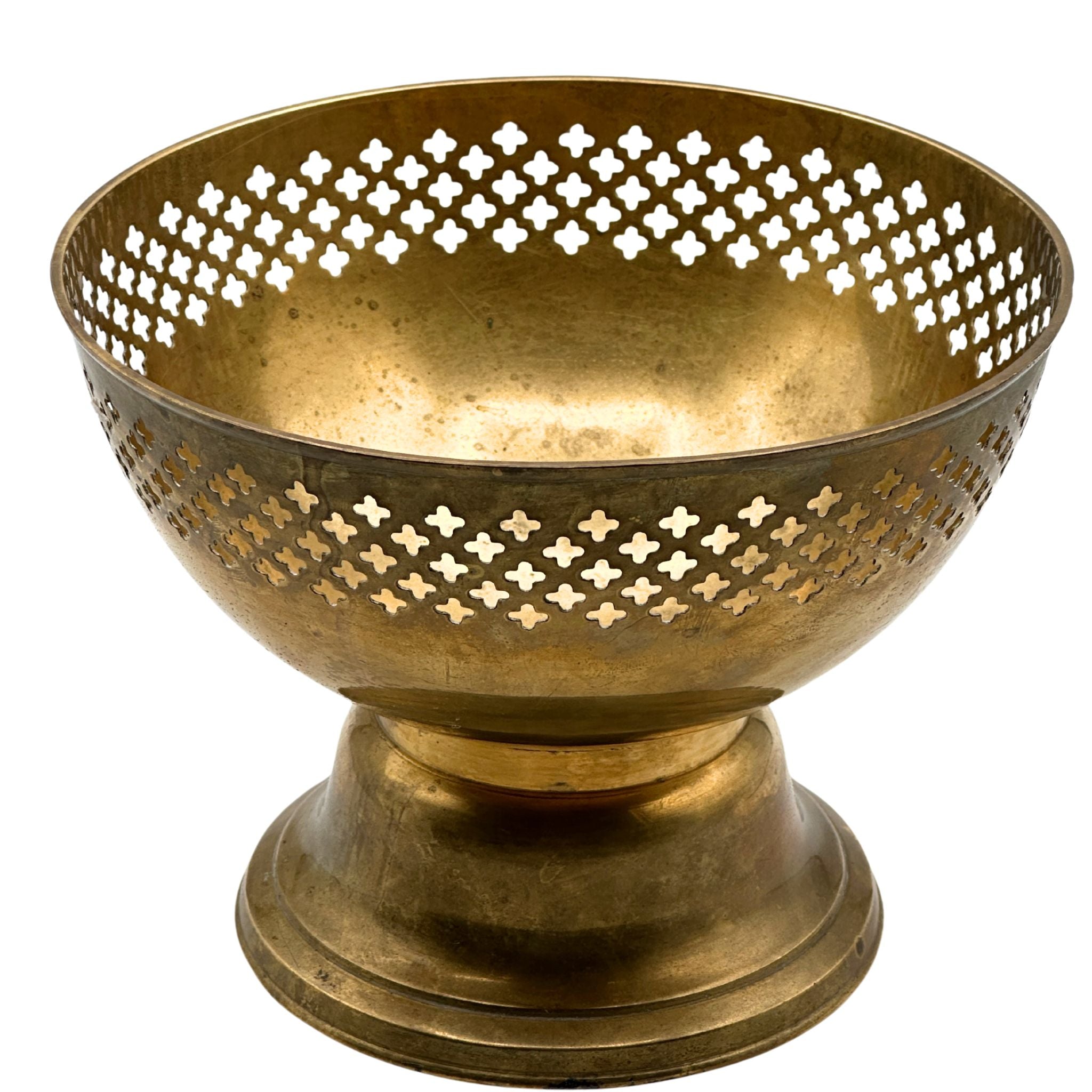 Vintage Antique Brass Pedestal Bowl