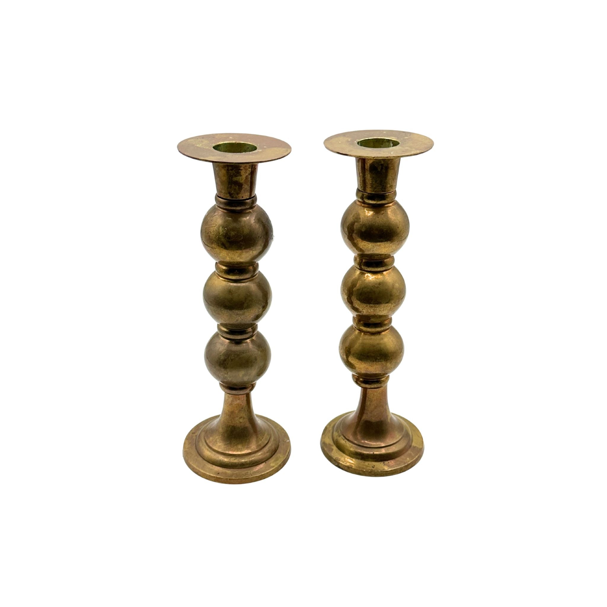 Set of 2 Vintage Brass Candleholders