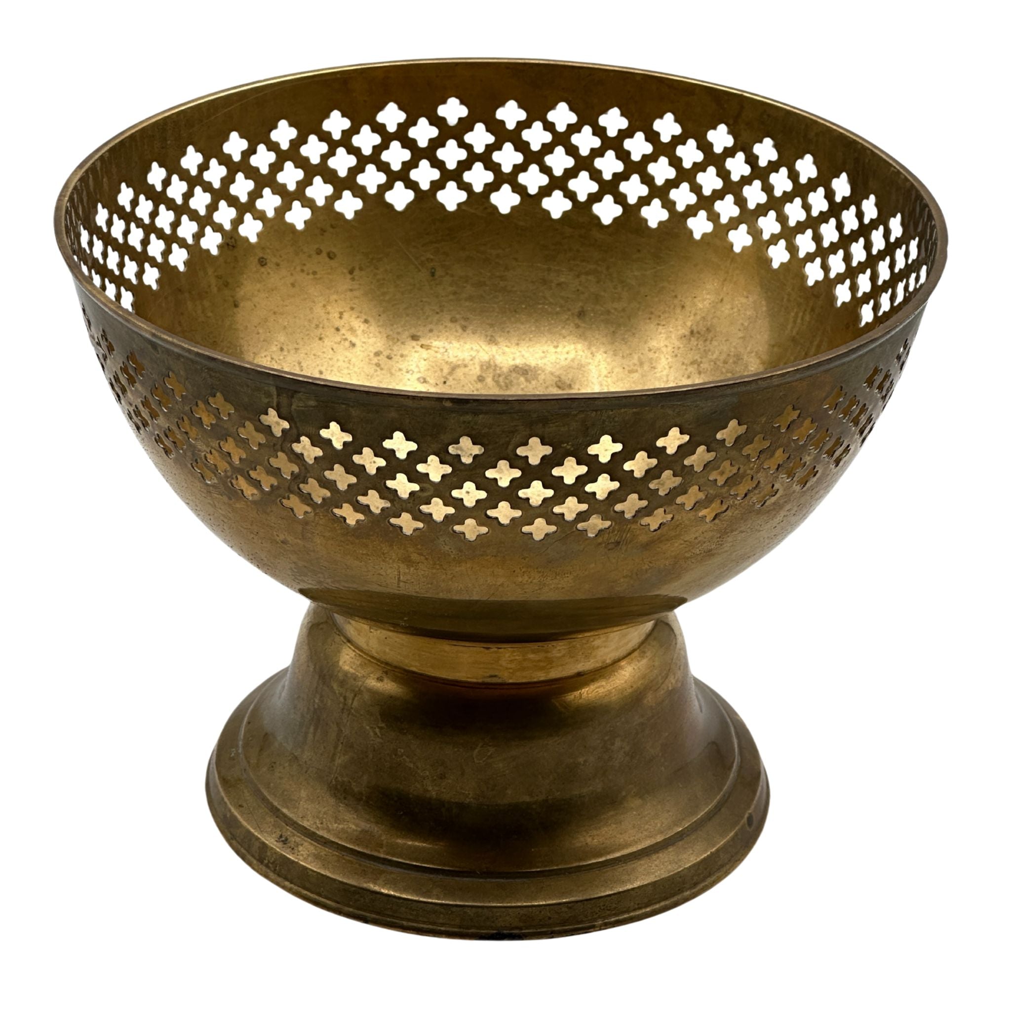 Vintage Antique Brass Pedestal Bowl