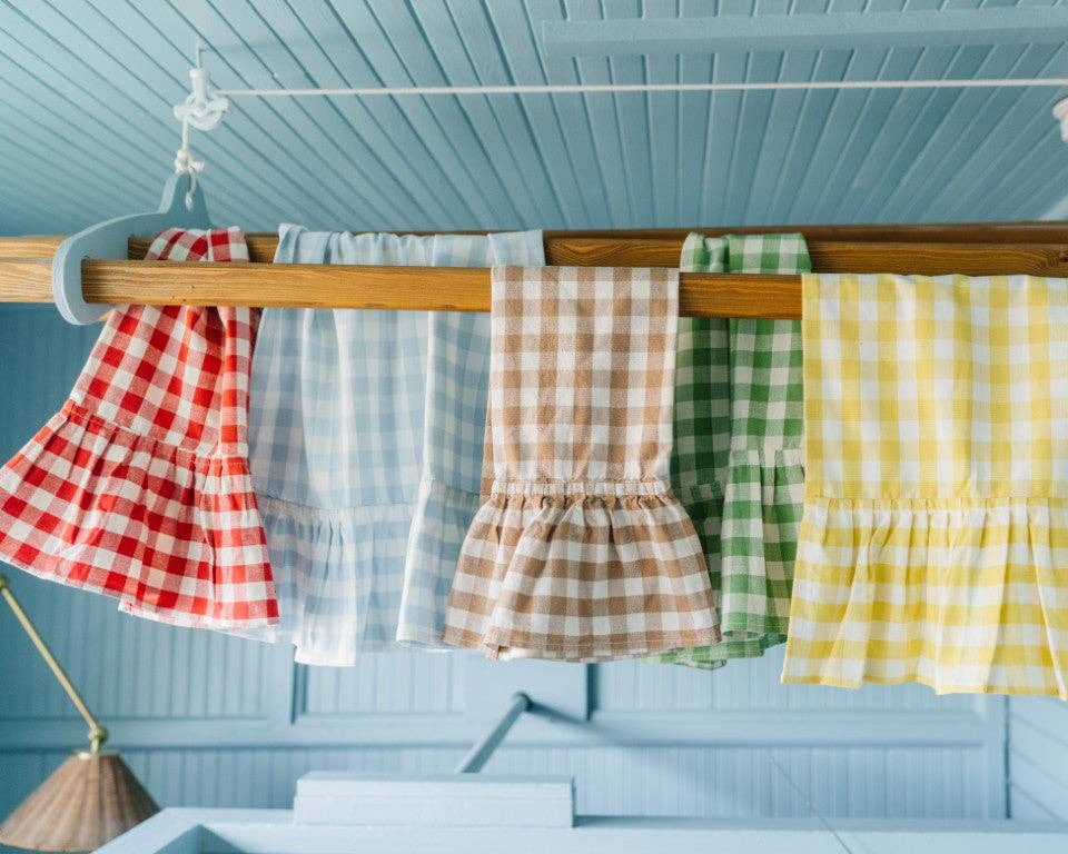 Yellow Gingham Ruffled Dish Towel